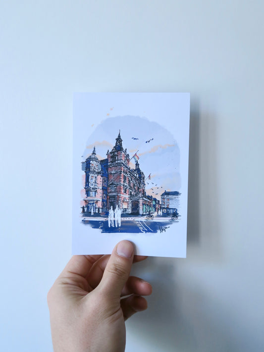 Unique Hand Drawn Postcard - Amsterdam's International Theatre