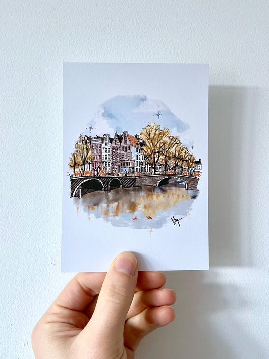 Amsterdam's Canal Fall - Postcard 🍂